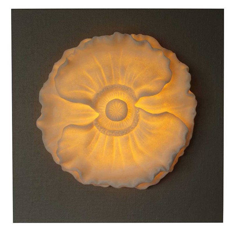 Wall Art Sandstone Poppy MDF Plaque With Led Lights