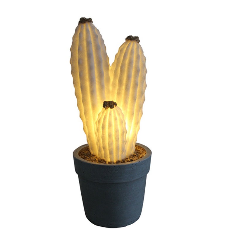 Artificial Cactus Ornament Sandstone Green Potted Cactus Lighting