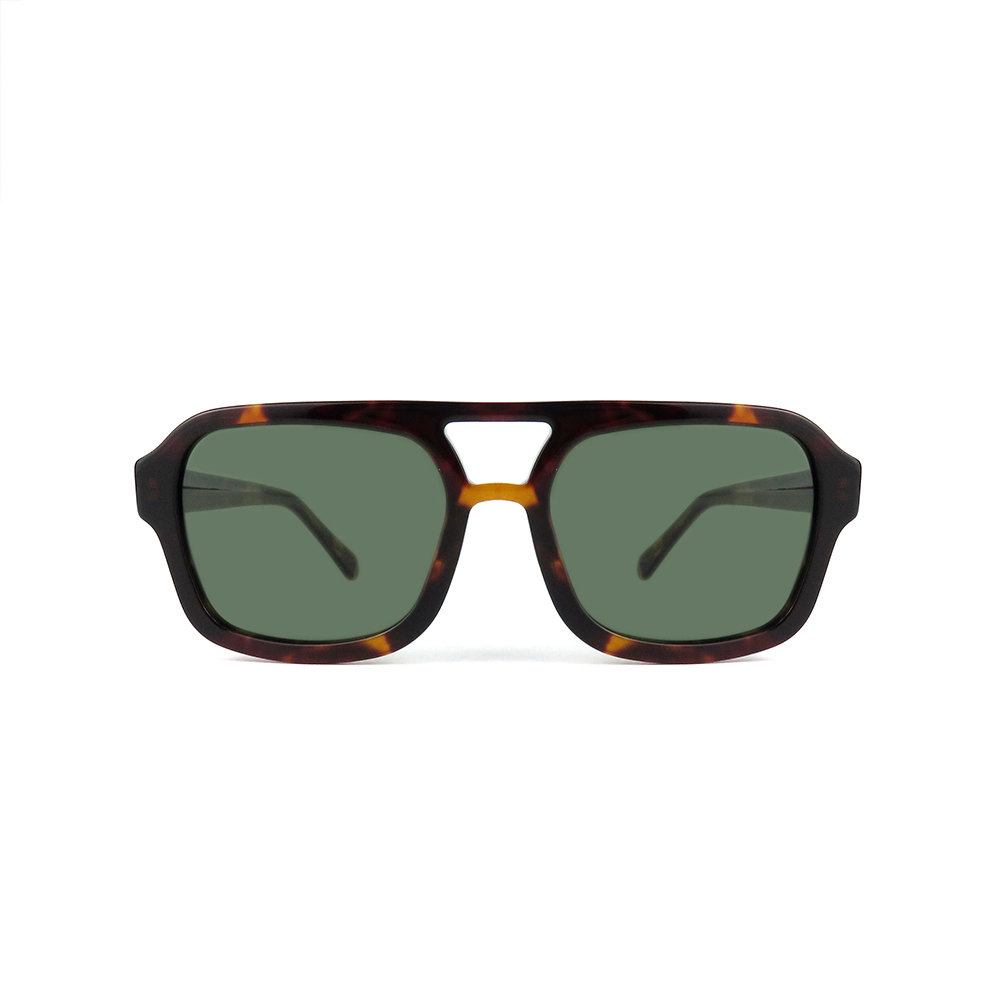 Fashion Luxury 2022 Acetate Sunglass Tortoise Color Square Aviation Sunglasses with nylon lenses Green TAC Lens Polarized