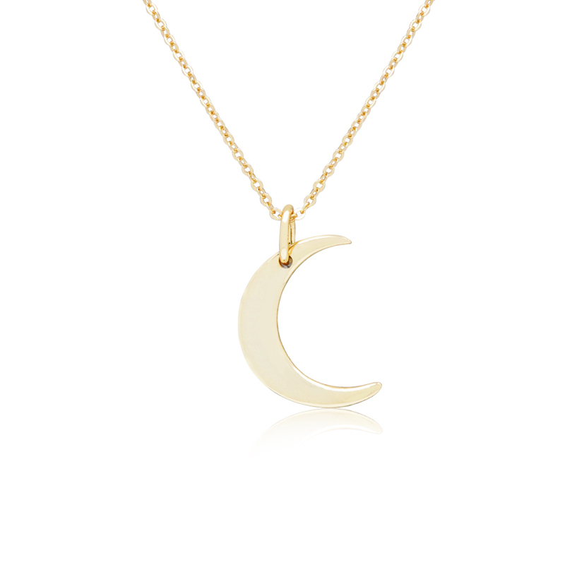 Half Moon Necklace 18K Yellow Gold Plated Sterling Silver