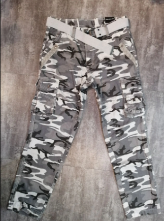 mens camo pants Buttonfly with zipper closure