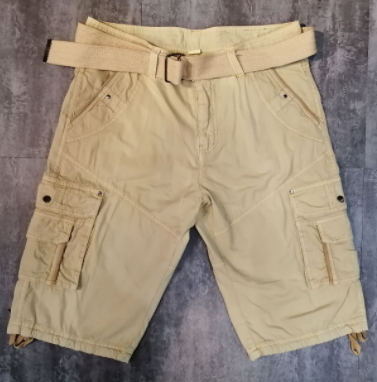men's solid shorts zipper closure side pockets with belt