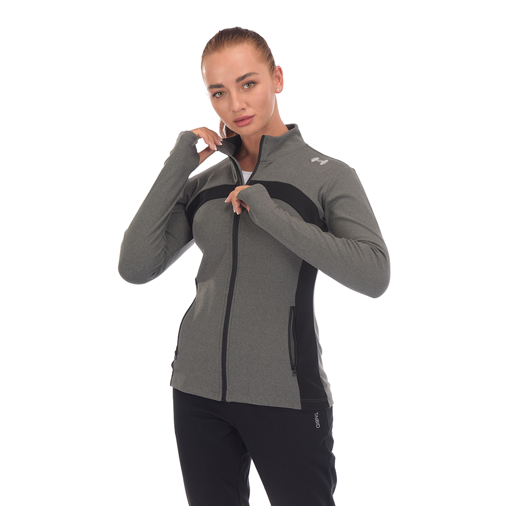 Apparel Stocklots, Ready-Made Supplier Women's Long Sleeve Sports Zipper Running T-Shirts Black/Grey
