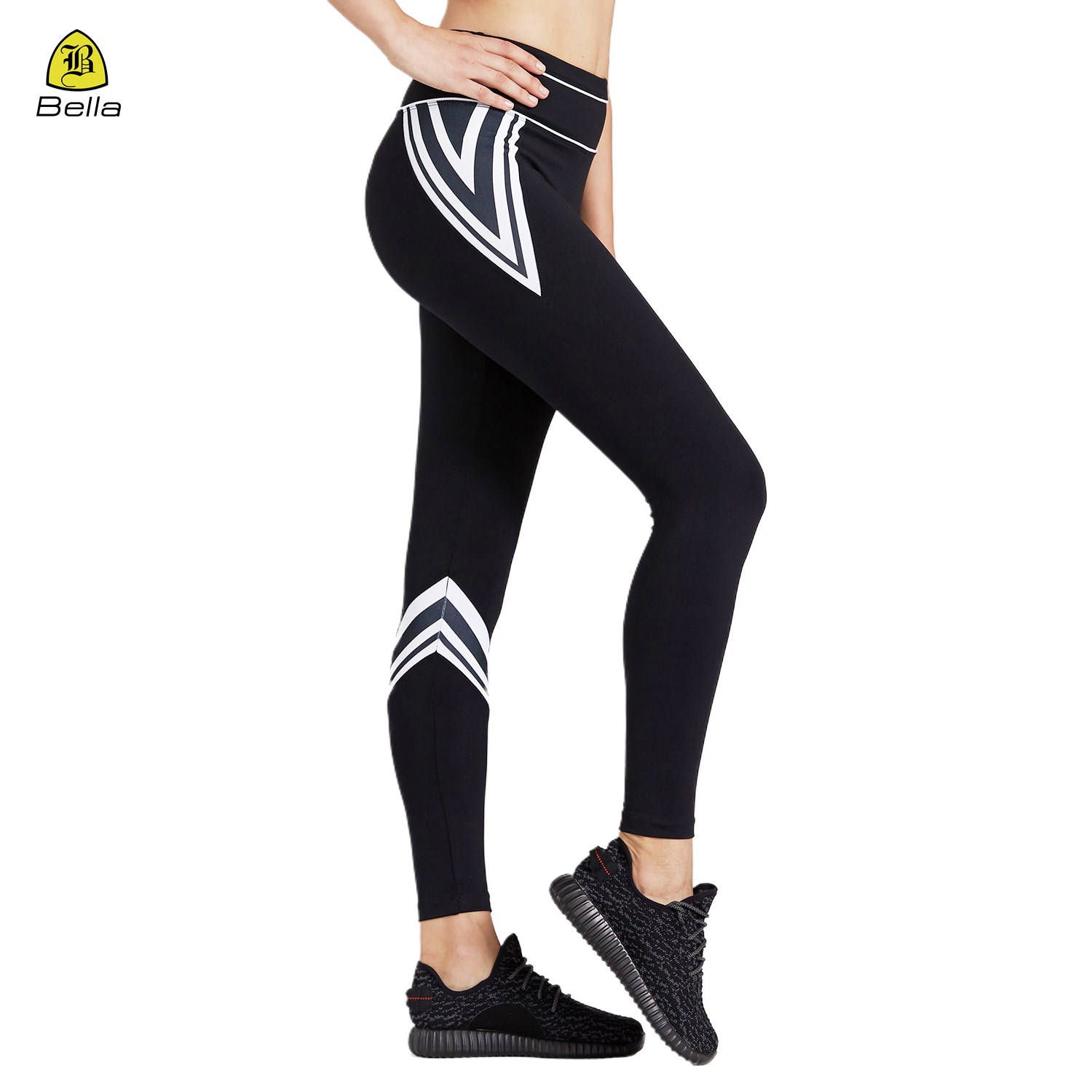 Custom Digital Printing Fashionable Black Yoga Fitness Leggings