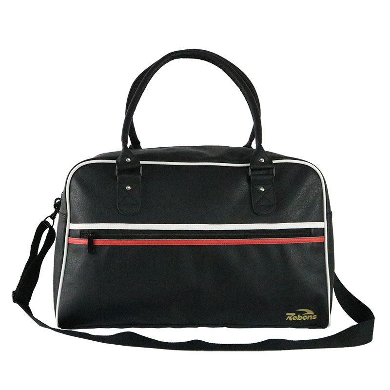 Black pu leather travel duffel bags for men
