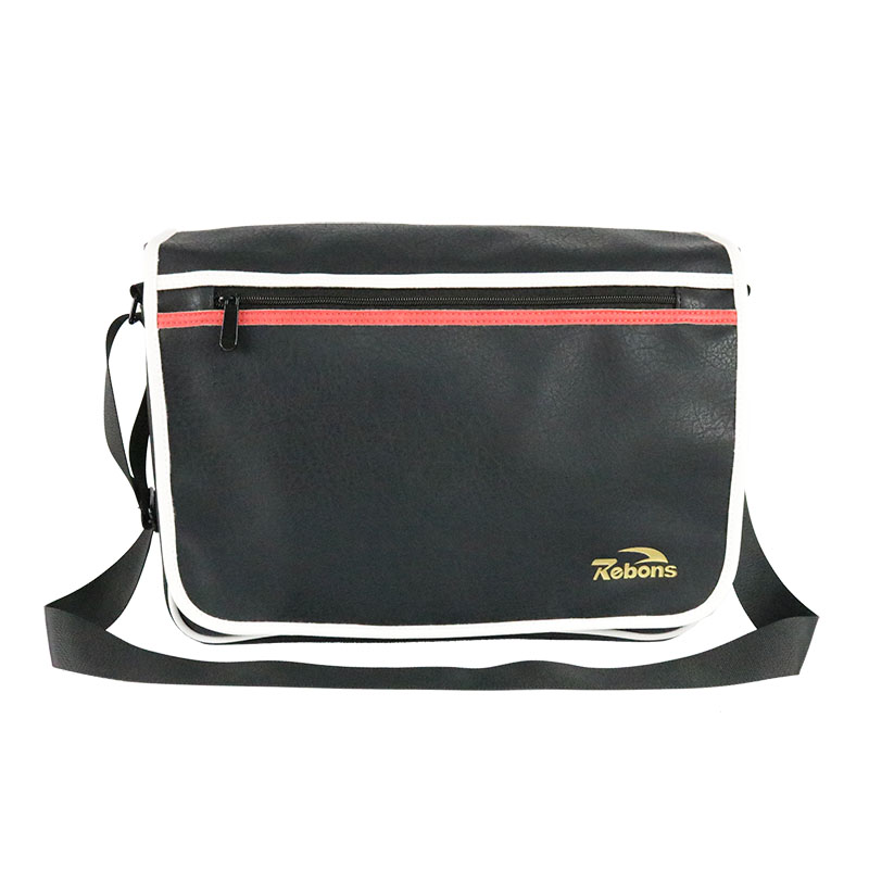 Black pu leather messenger bag for men