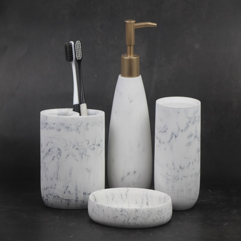 Smooth and simple resin bathroom set of four
