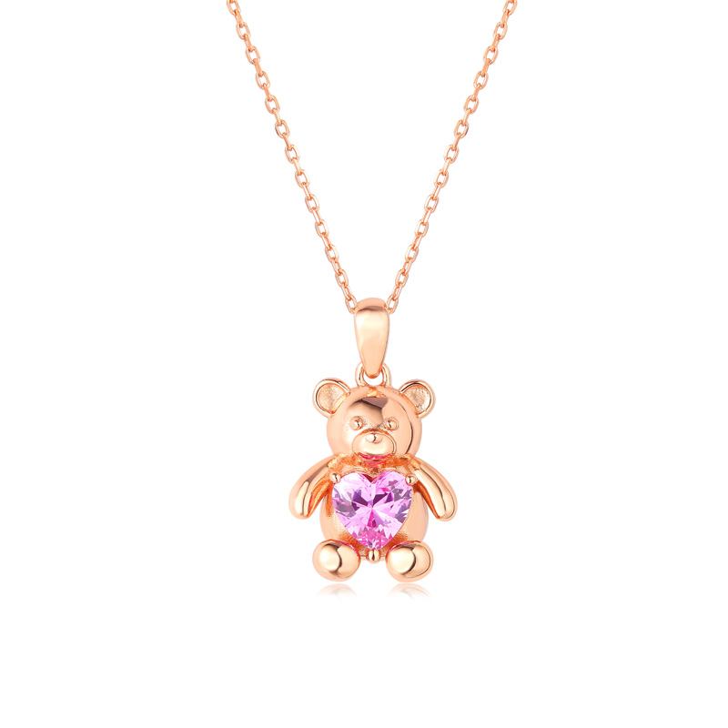 Bear Heart Necklace stone bear pendant