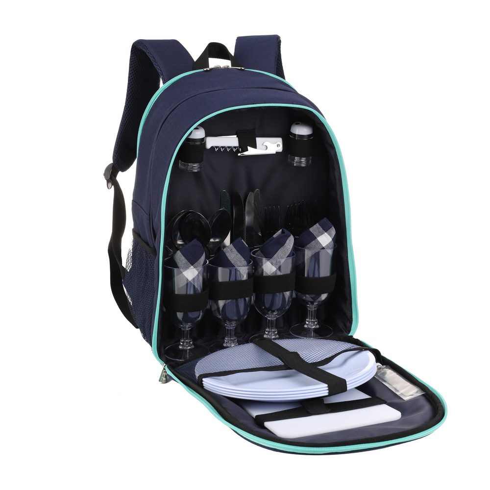 4 Person Picnic Backpack picnic cooler bag with cooler compartment with carrying handle
