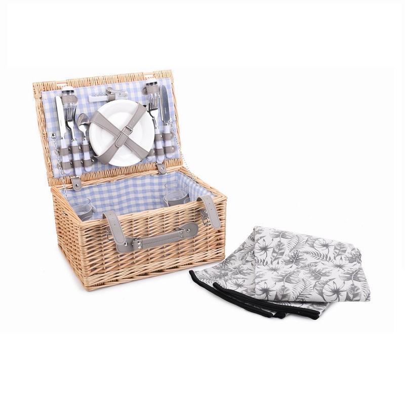 Eco-friendly whole family Cheap 4 person wicker picnic basket set with a handle