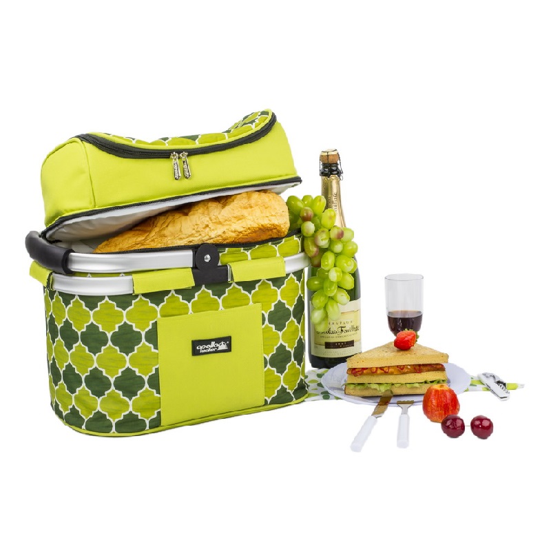 2 person large insulated thermal picnic Cooler Basket with Cooler Compartment Carrying Handle