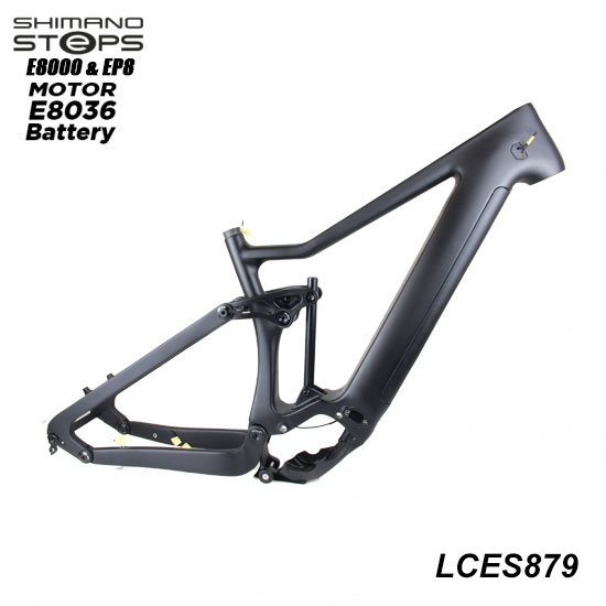 Lightcarbon full suspension carbon electric Shimano EP800 mid drive 630wh battery ebike frameset​