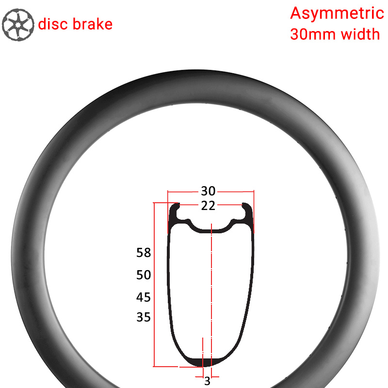 700C Disc Brake Asymmetric Road Carbon Rim