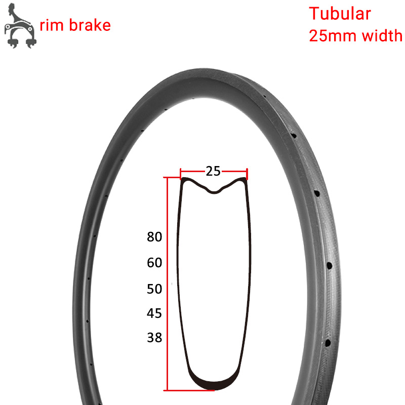 700C Wide U Shape Carbon Road Rim Tubular With Rim Brake