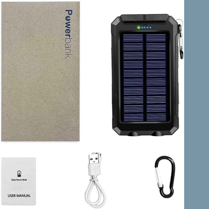 Solar Portable Power Bank 20000mAh Waterproof Battery Charger Powerbank With Compass