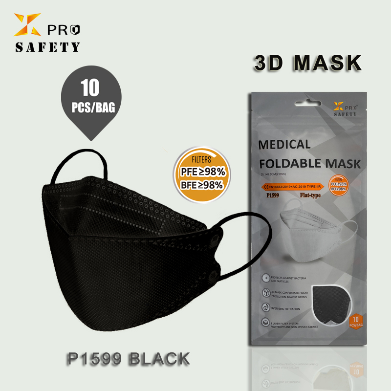 New Product Face Mask 3D Black 10PC/Bag Safety 4 Layers of Protective Made in PPE Face Mask