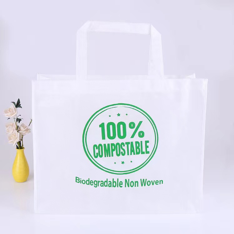 Eco-friendly 100% Bioegradable Compostable White Nonwoven Bag