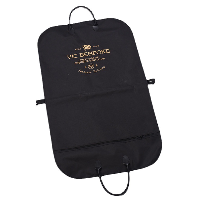 Embroidered Luxury Black Suit garment bag Non-woven custom zipper Oxford suit cover for bagging clothes dust cover
