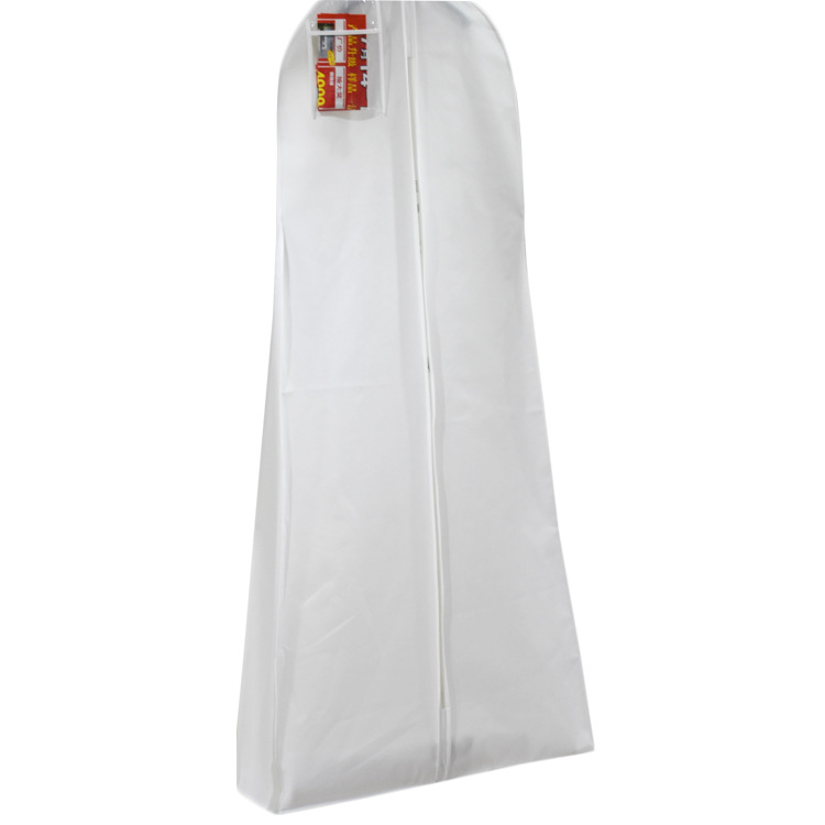 Custom logo printed white 600 denier breathable non woven bridal long gown clothes wedding dress cover garment bag