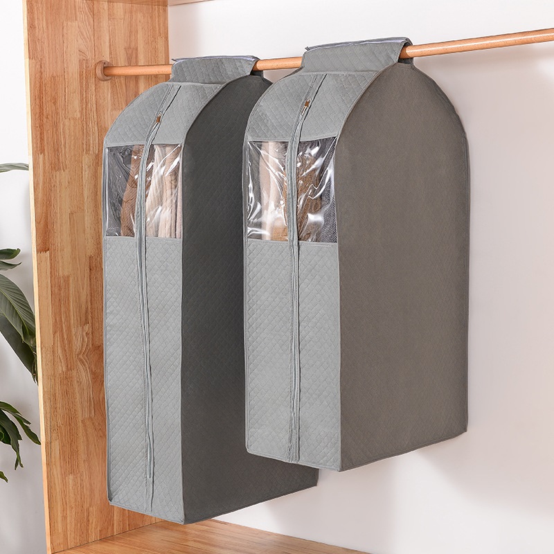 Dustproof cover for clothes hanging wardrobe dustproof bag non-woven suit coat down jacket hanging bag for home clothes cover