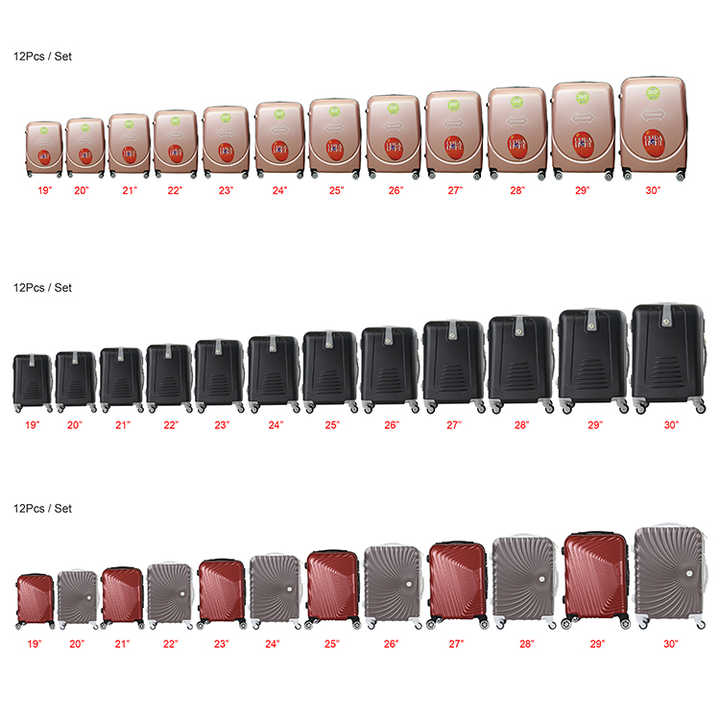 Semi-finised Manufactured ABS Hard Shell Luggage Sets with 12 Pieces Luggage