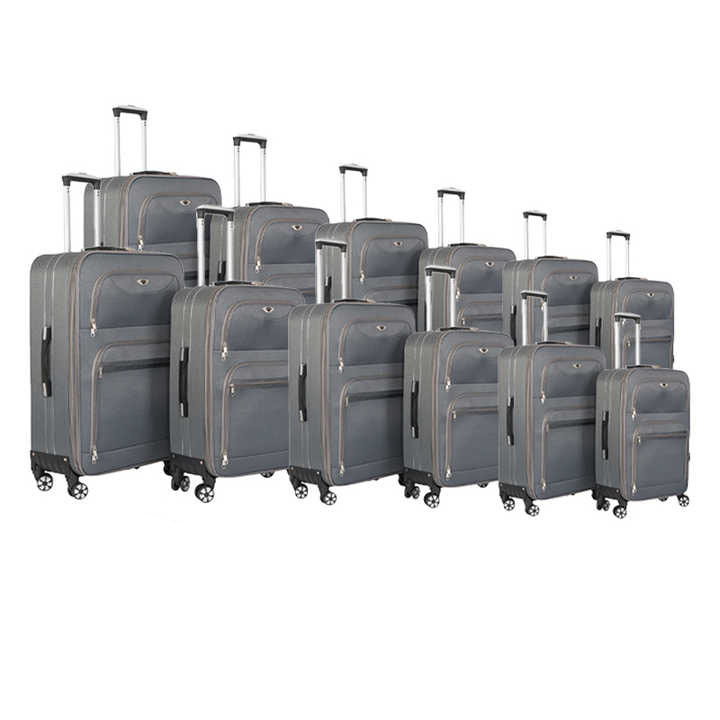 12 pcs in 1 set Half-finished fabric suitcase set Fabric luggage 4 wheels cheap price trolley luggage set