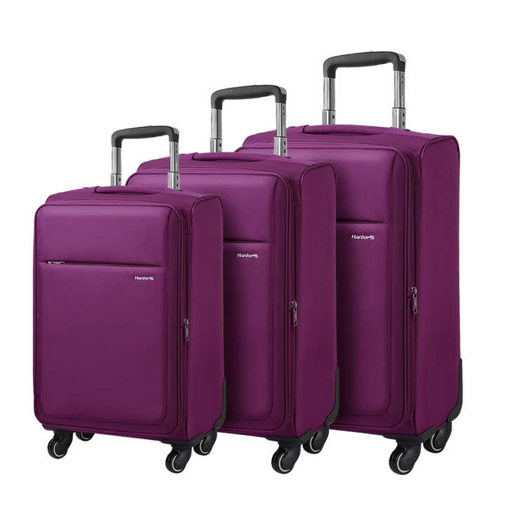 Factory Price Soft Nylon Luggage 4 spinner 360 degree wheels aluminum alloy trolley travel suitcase
