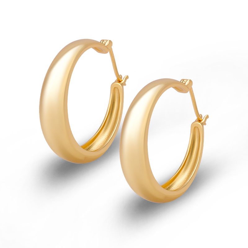Wide Hoops Sterling Silver Gold Plated