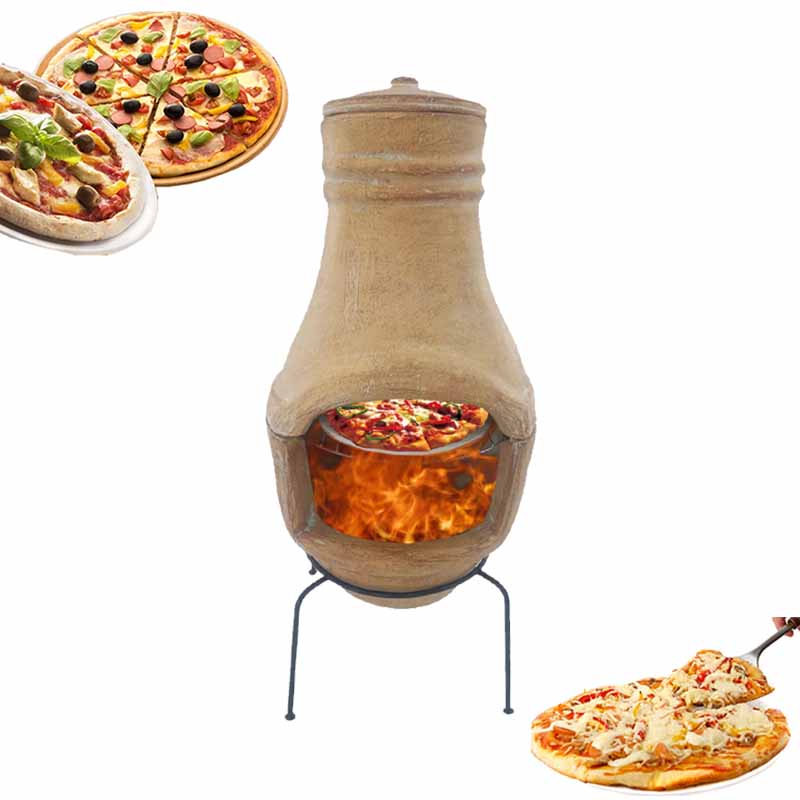 Outdoor Use Clay Pizza Oven Wood Fired Fire Pit With BBQ Grill And Pizza Stone G18-8148SS-C350 For Sale