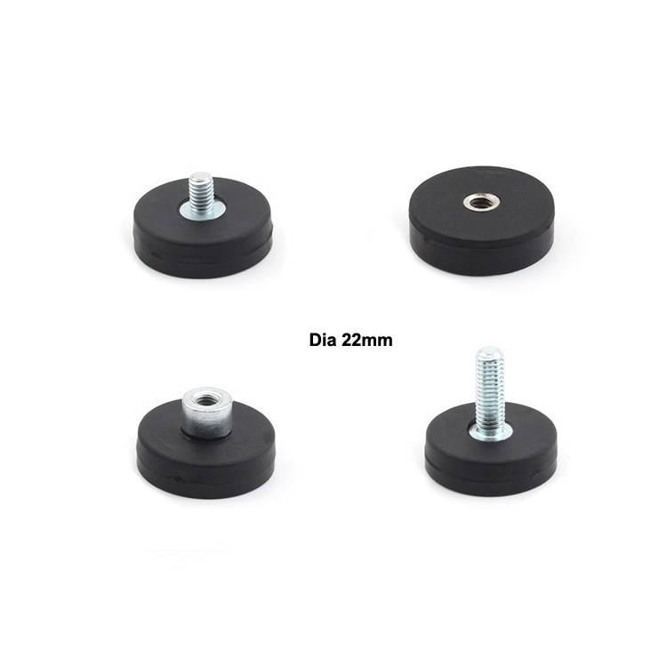 Rubber coated magnet with dia 22mm pull force 3.5kg
