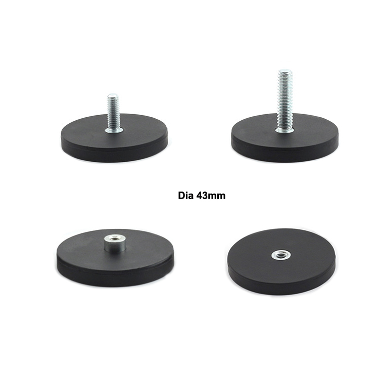 D43mm Strong rubber coated magnet N52 magnets rubber coated NdFeB mounting magnets Pull force 10 KG