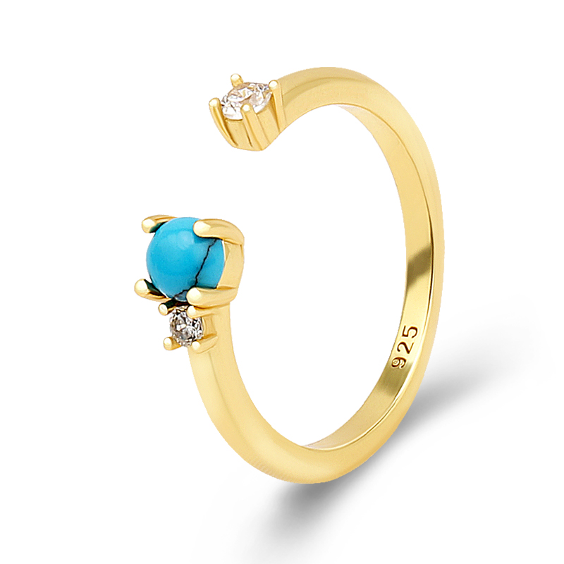 Turquoise Open Ring Crafted In 925 Sterling Silver Real Gold Plated