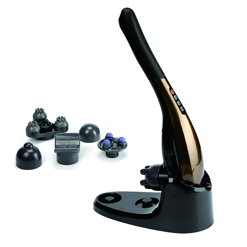 Handheld Back Massager With Rechargeable Base And Multi Vibration Heads