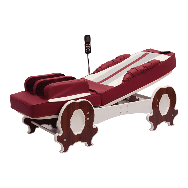 Top Lever Thermal Infrared Heat Therapy Full Body Jade Shiatsu Half Lift Massage Bed With Wood Frame And Music Function Air Pressure On The Leg