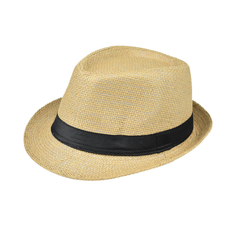 Classic men's small top hat, linen sun shading and sun protection hat, outdoor straw hat