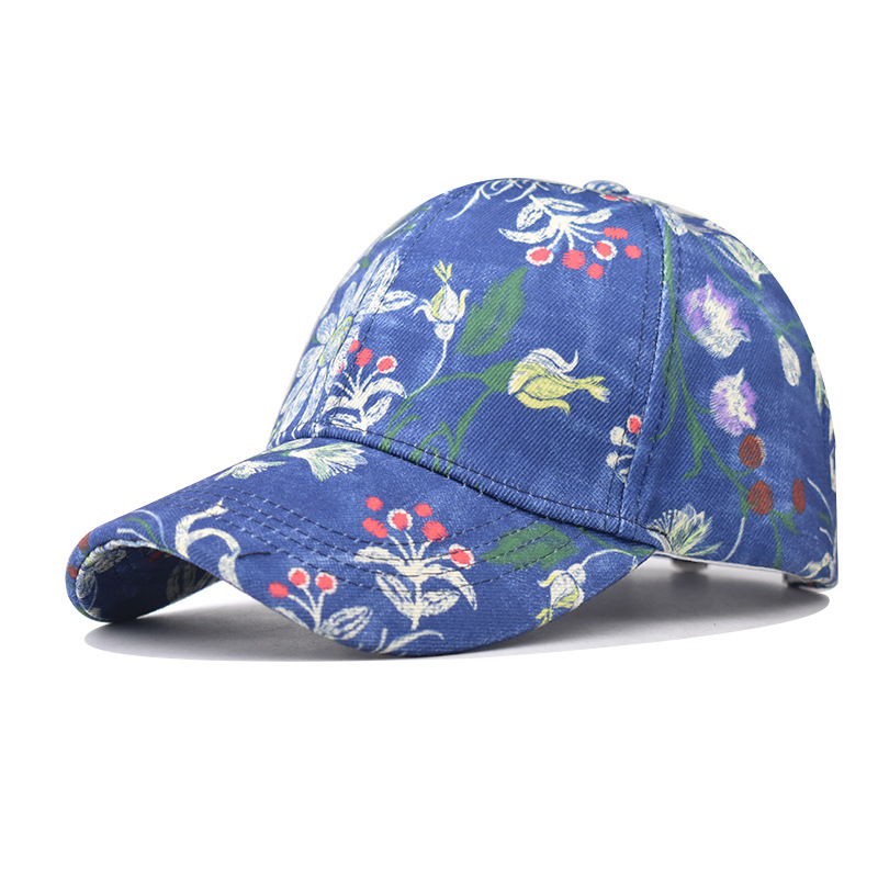 New Personalized Flower Printed Baseball Hat Chinese Style Baseball Hat Versatile Trendy Men's and Women's Duck Tongue Hat