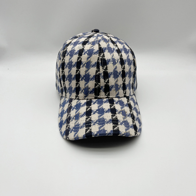 Qianniao grid cotton baseball cap, autumn and winter, thickened and warm, men's and women's duckbill caps