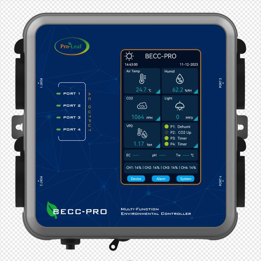 PRO-LEAF     Temperature, humidity, CO2, light  multi-function environmental  controller  BECC-PRO