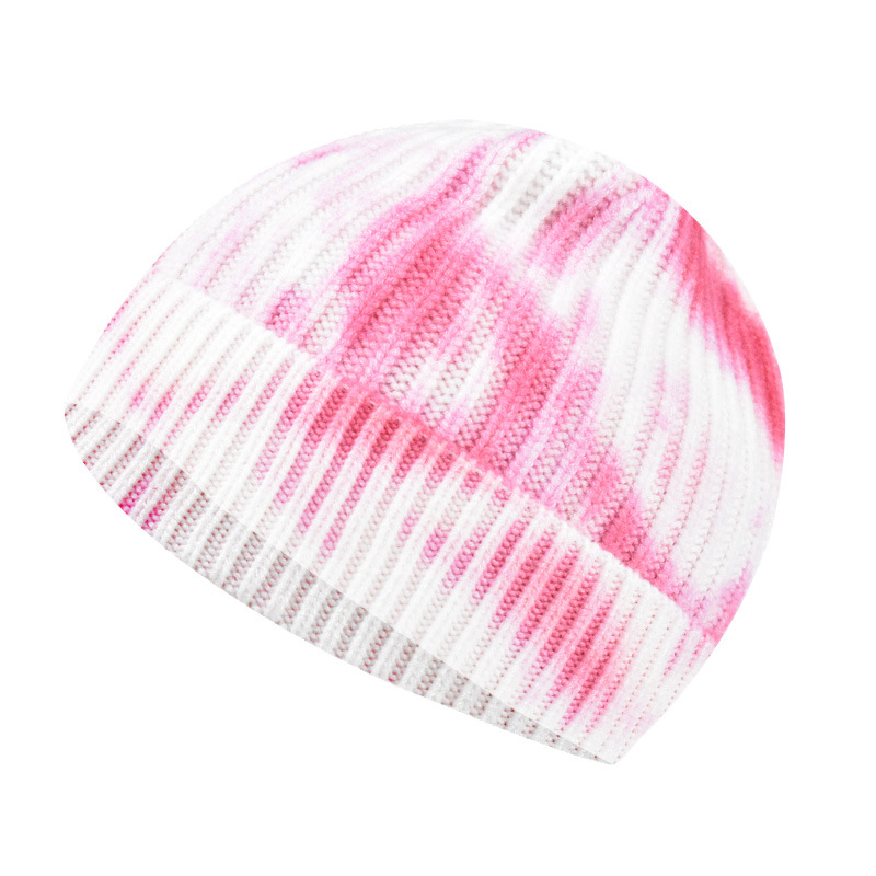 Autumn and Winter Colorful Tie Dyed Winter Hat Short Round Top Warm Woolen Hat