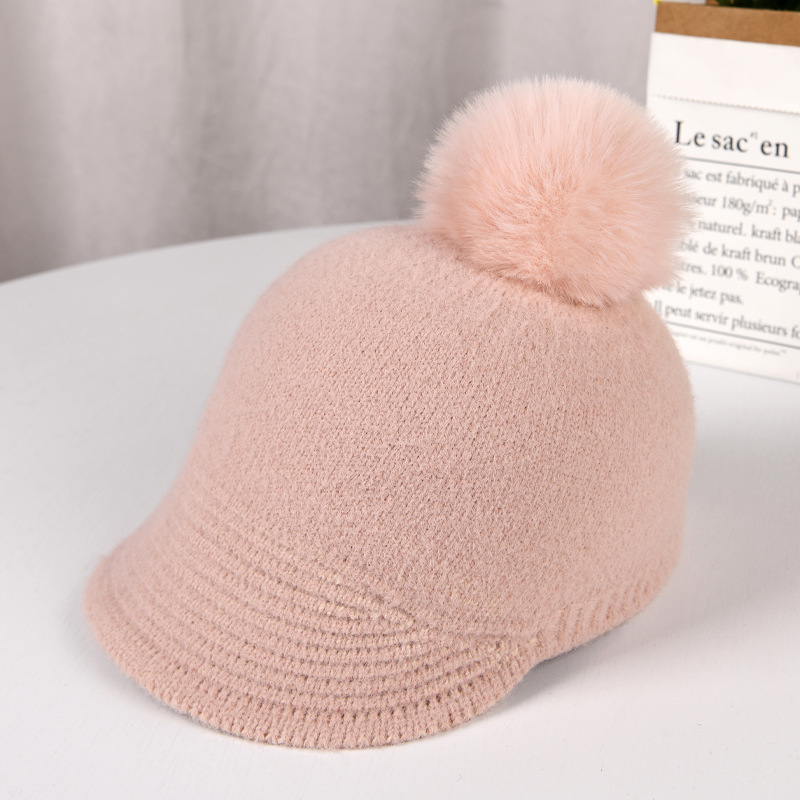 New Big Hat Waist Autumn/Winter Knitted Casual Knight Hat pom-pom Detachable Round Top Equestrian Hat