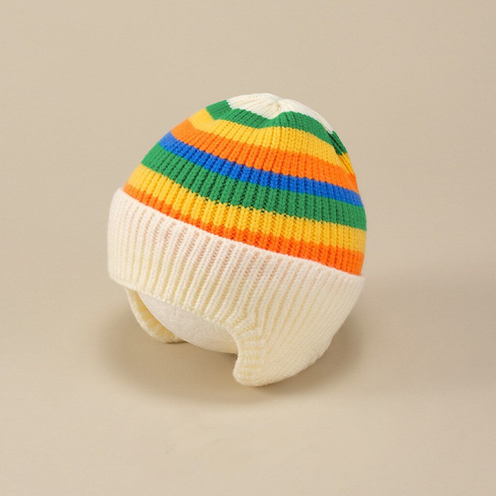 Autumn and Winter Children's Pullover Hat Colorful Knitted Hat Men's and Women's Baby Warm Ear Protection Hat