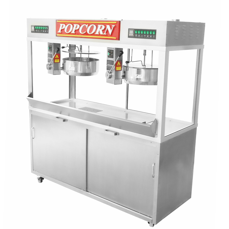 Twin Semi-Enclosed 6' Cabinet Popcorn Machine for 48 oz Suspended Double Batch